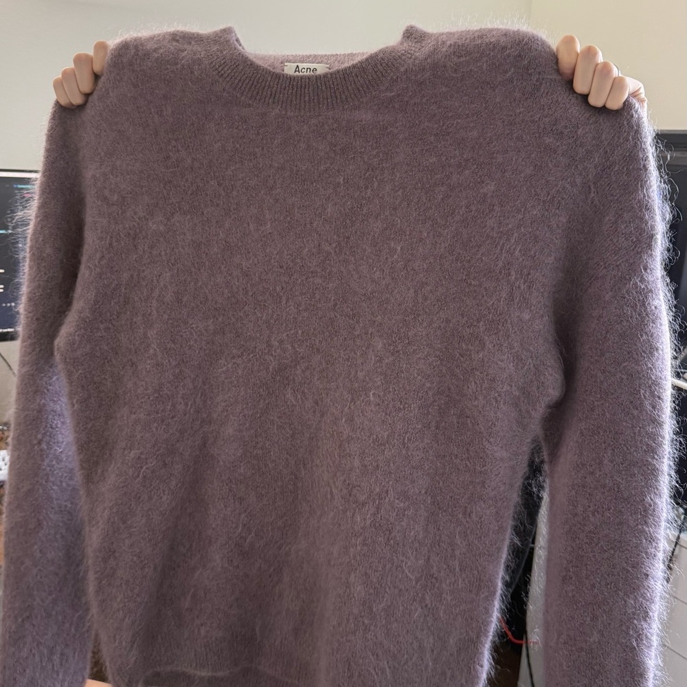 Acne Studios Purple Crewneck Sweater Soft Mohair & Wool, Unisex, L